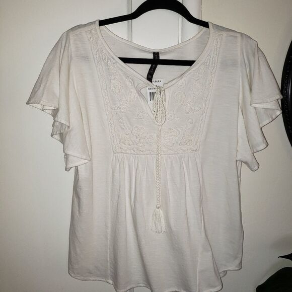 Banjara Cotton Boho Flutter Sleeve Top - Picture 1 of 7
